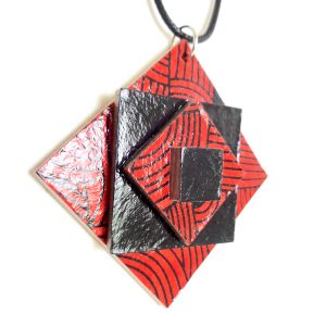 Pendentif étoile en carton "Rouge noeuds"/noir – Image 2