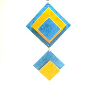 Long pendentif en carton - Bleu/Jaune