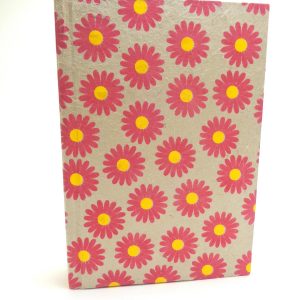 Carnet aux feuilles multi couleurs - Gris à fleurs rose - 256 pages