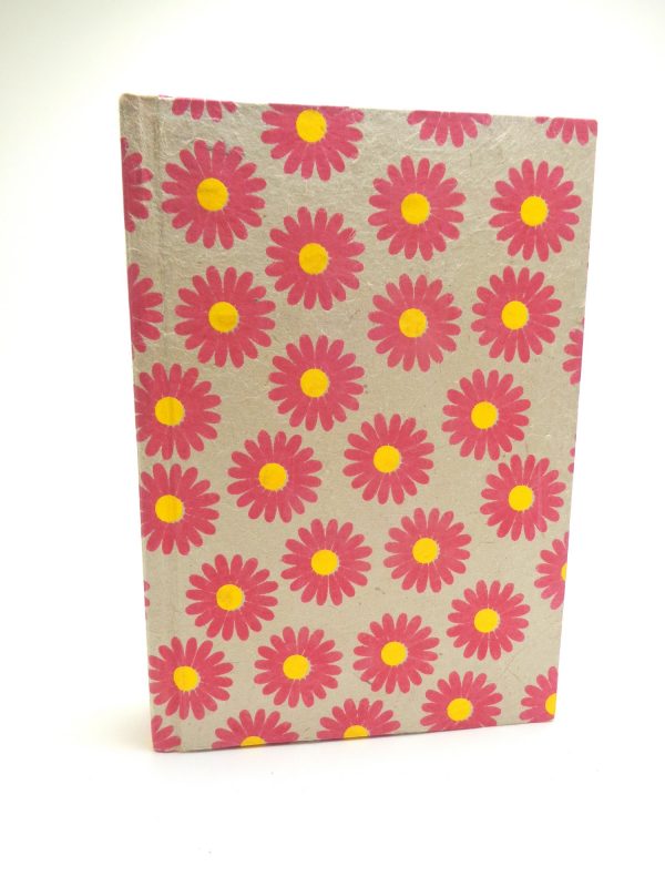 Carnet aux feuilles multi couleurs - Gris à fleurs rose - 256 pages