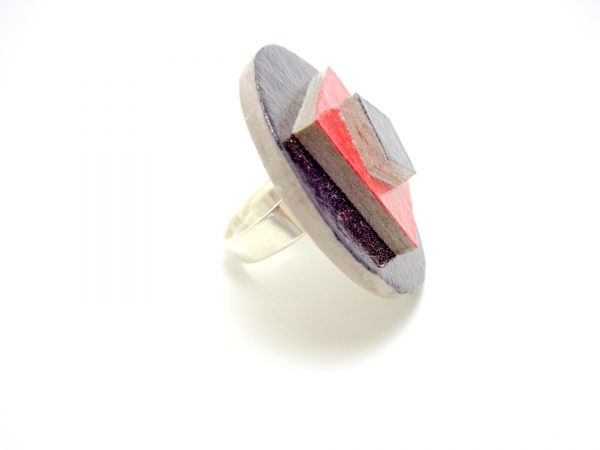 Bague ronde en carton - Noir/Rouge