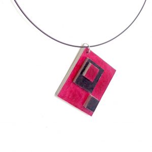 Pendentif losange en carton - Framboise/Noir – Image 3