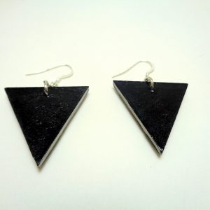 Boucles d'oreille en carton - Triangles - Noir/Gris cercles - Argent 925 – Image 4