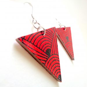 Boucles d'oreille en carton - Triangles - Rouge noeuds - Argent 925