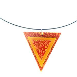 Pendentif triangle en carton - Fleurs orange – Image 2