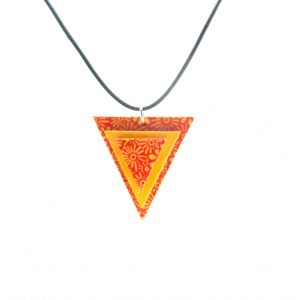 Pendentif triangle en carton - Fleurs orange – Image 3
