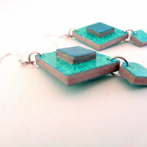 Boucles d'oreille en carton - Classique - Fleurs Bleues/Bleu turquoise - Argent 925 – Image 2