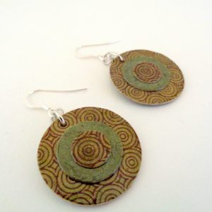 Boucles d'oreille en carton - Petites rondes X3 - Rondovert/Vert olive - Argent 925 – Image 2