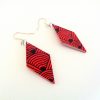 Boucles d'oreille en carton - Losange - Rouge noeuds - Argent 925 – Image 2