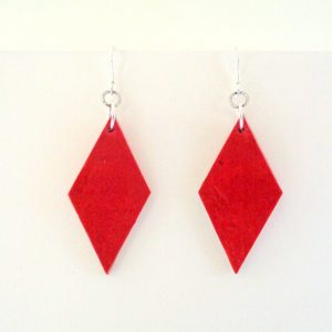 Boucles d'oreille en carton - Losange - Rouge - Argent 925