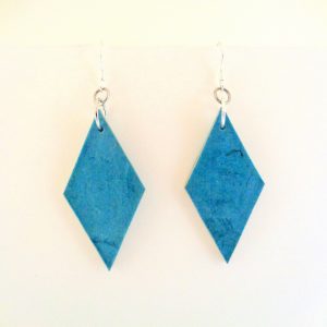 Boucles d'oreille en carton - Losange - Bleu turquoise - Argent 925