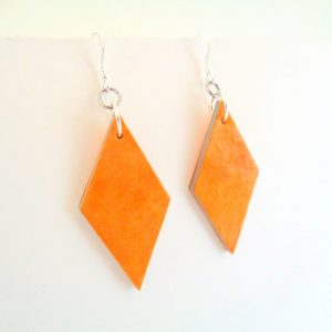 Boucles d'oreille en carton - Losange - Jaune ocre - Argent 925 – Image 2