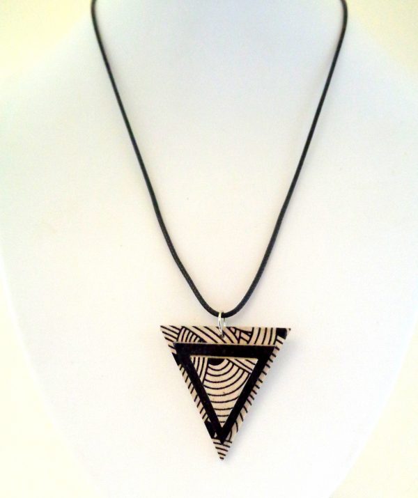 Pendentif triangle en carton - Blanc Nœud/Noir