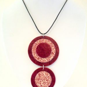 Pendentif long ronds en carton - Bordeaux/Fleurs bordeaux – Image 3