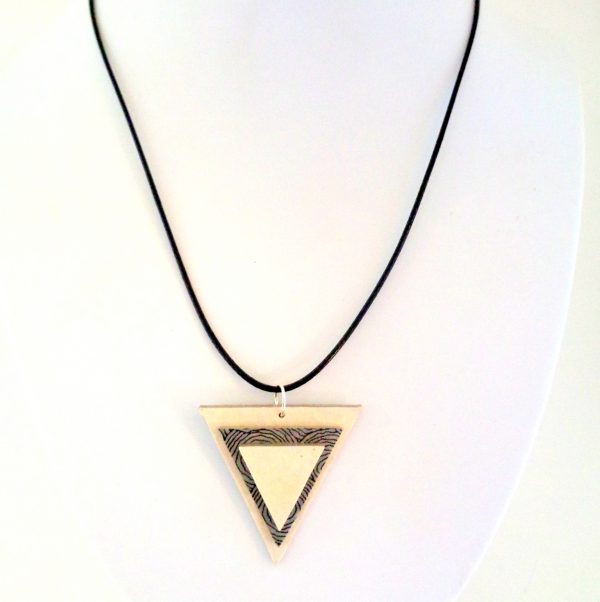 Pendentif triangle en carton - Blanc/Cercles gris