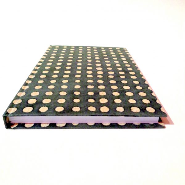 Carnet A5 - 15,5 cm X 22 cm - "Gris à pois blancs" - 160 pages blanches