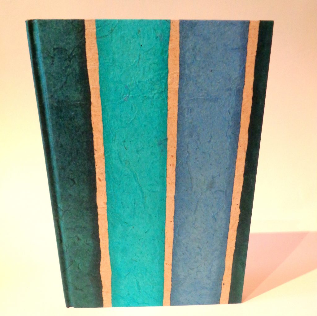Carnet A5 - 15,5 cm X 22 cm - "Bleu à rayures" - 160 pages blanches -