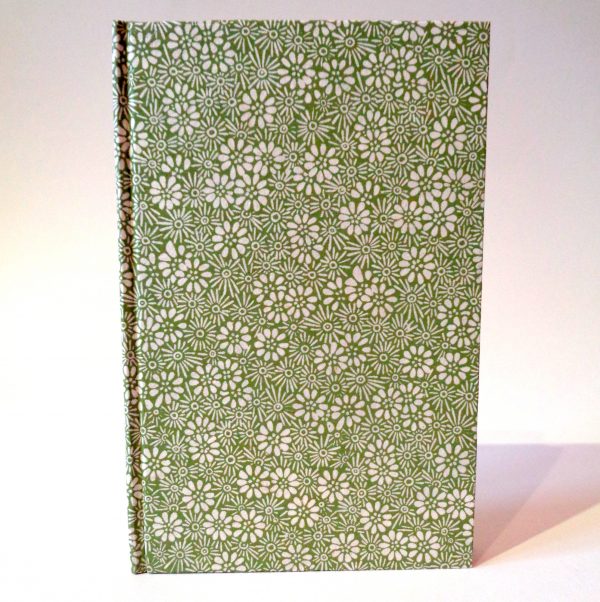 Carnet de poche - 11 cm x 16 cm - "Vert à fleurs" - 144 pages
