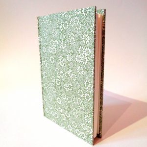 Carnet de poche - 11 cm x 16 cm - "Vert à fleurs" - 128 pages - Ligné