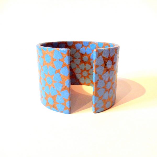 Bracelet manchette en carton - Bleu étoilé