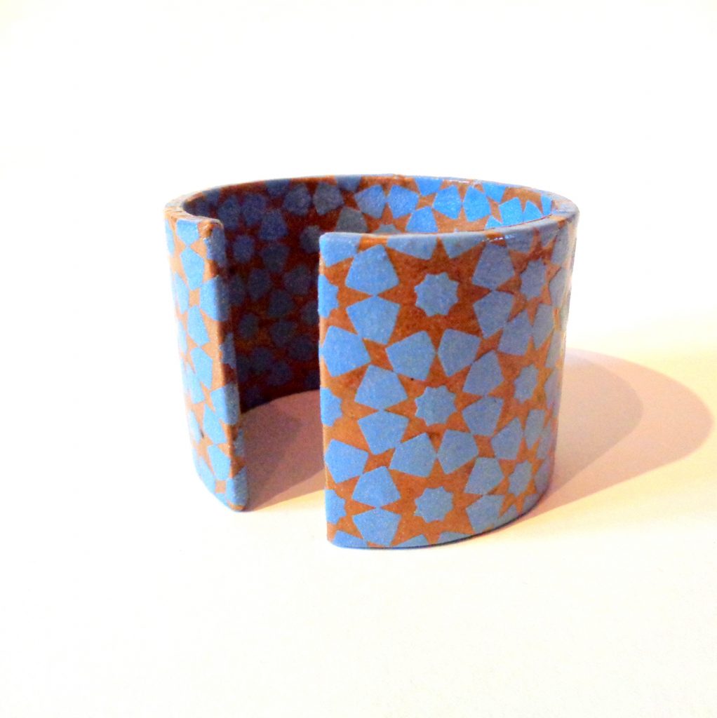 Bracelet manchette en carton - Bleu étoilé