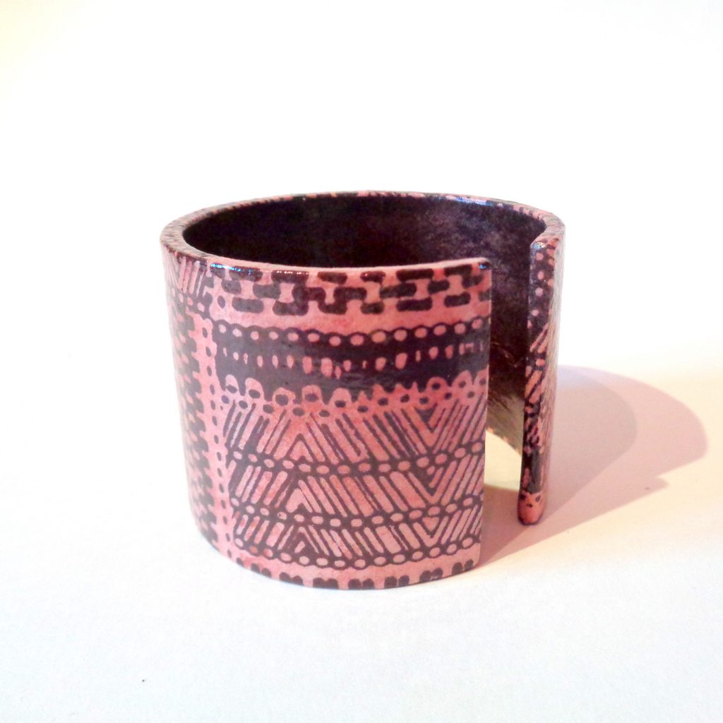 Bracelet manchette en carton - Bambou marron