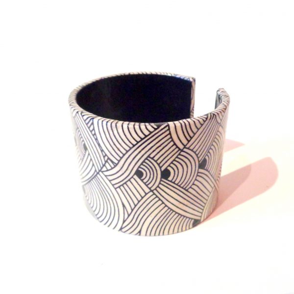 Bracelet manchette en carton - Blanc Nœuds