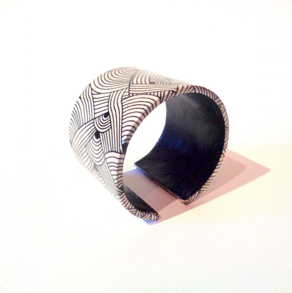 Bracelet manchette en carton - Blanc Nœuds