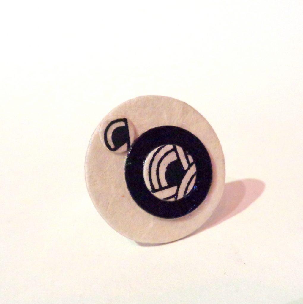 Petite bague ronde en carton - Blanc/Blanc Nœuds