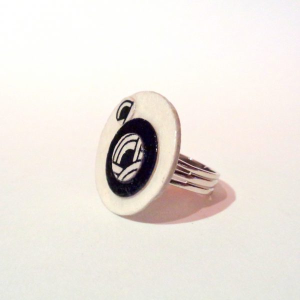 Petite bague ronde en carton - Blanc/Blanc Nœuds