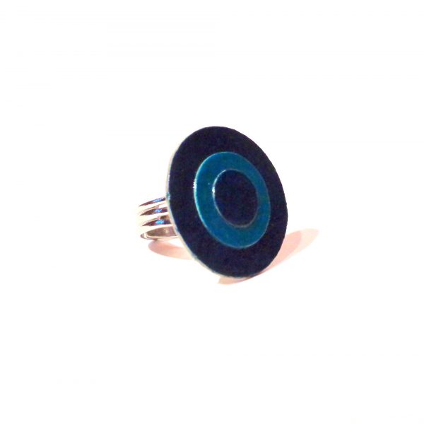 Petite bague ronde en carton - Bleu