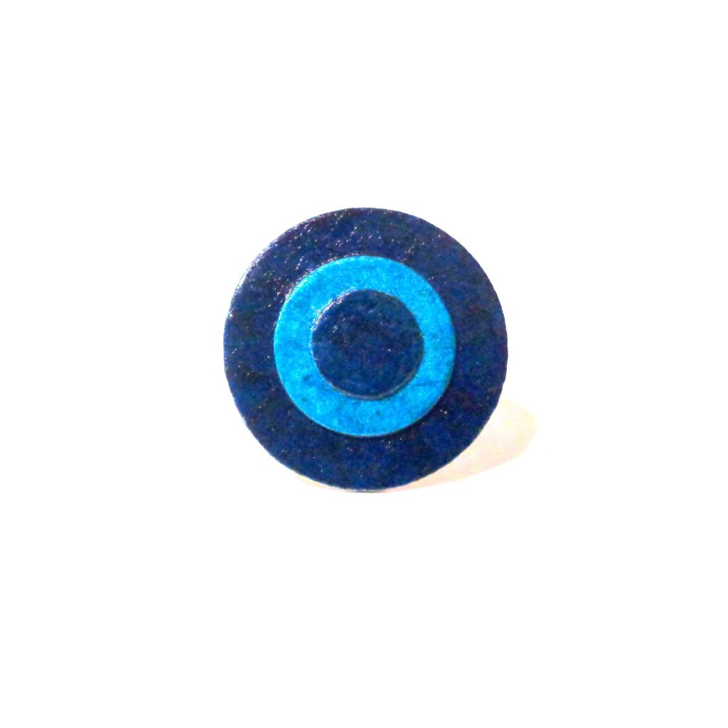 Petite bague ronde en carton - Bleu