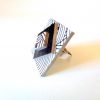 Bague carrée en carton - "Blanc Noeuds/Noir" – Image 2