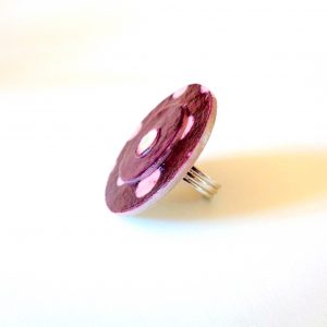 Grande bague ronde en carton - "Bordeaux à pois blancs" – Image 2