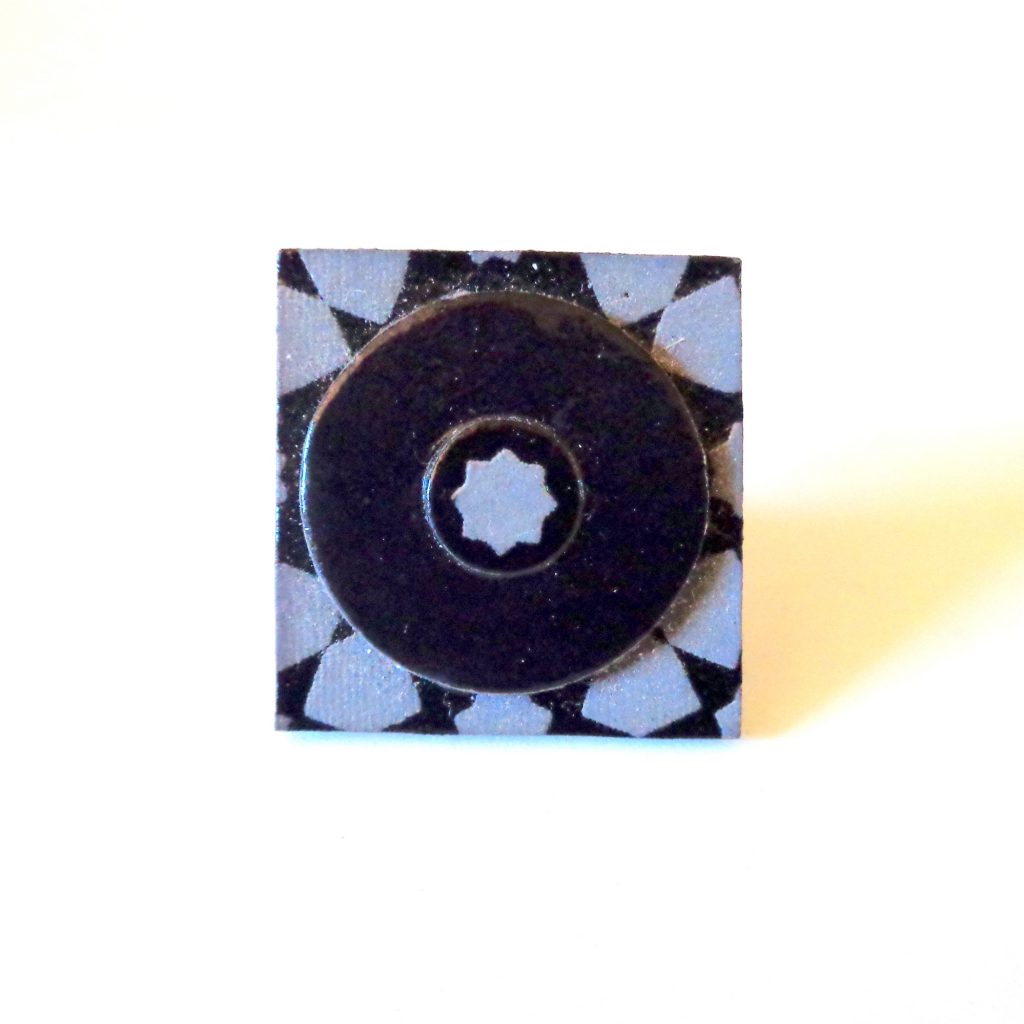 Bague carrée en carton - "Gris étoilé/Noir"