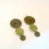 Boucles d'oreille en carton - Longues rondes - Vert olive fleuri - Argent 925 – Image 3