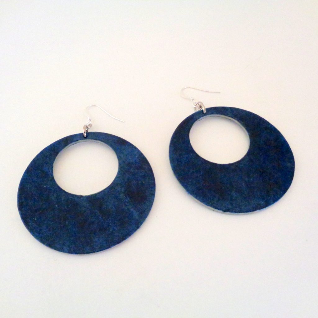 Boucles d'oreilles - Grandes créoles - Bleu outremer - Argent 925