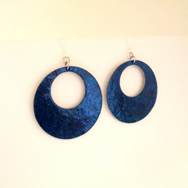 Boucles d'oreilles - Grandes créoles - Bleu outremer - Argent 925