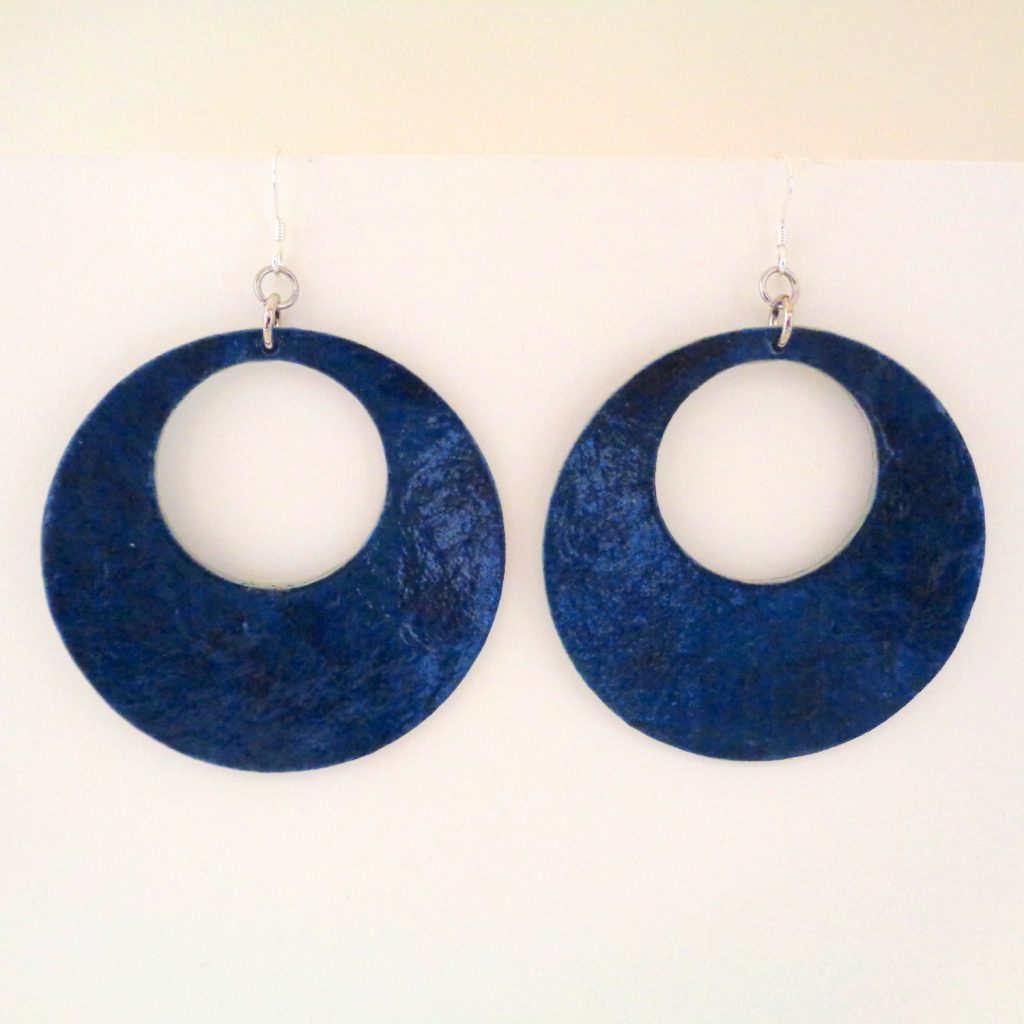 Boucles d'oreilles - Grandes créoles - Bleu outremer - Argent 925