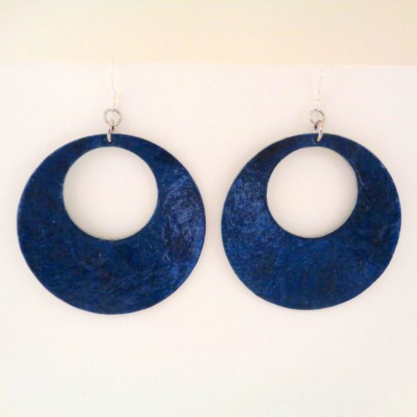 Boucles d'oreilles - Grandes créoles - Bleu outremer - Argent 925