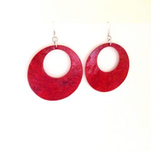 Boucles d'oreilles - Grandes créoles - Rouge carmin - Argent 925 – Image 2
