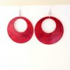Boucles d'oreilles - Grandes créoles - Rouge carmin - Argent 925 – Image 3