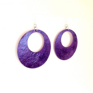 Boucles d'oreille en carton - Grandes Créoles - Violet - Argent 925 – Image 3