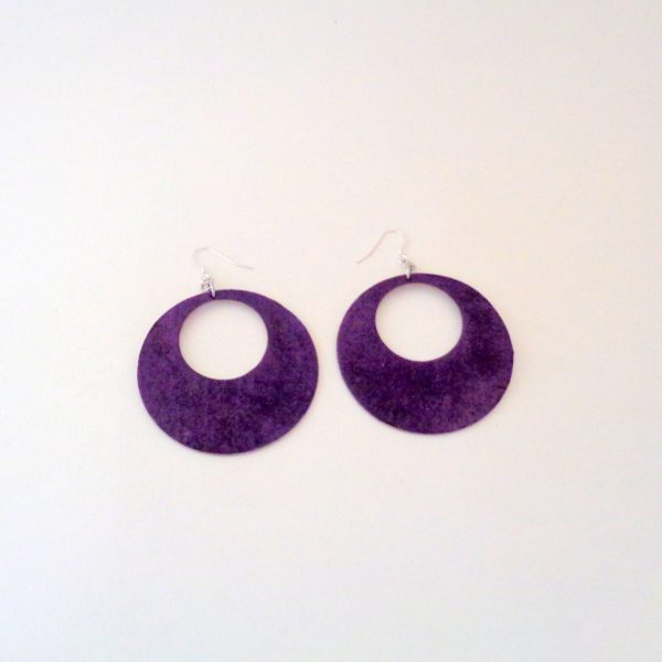 Boucles d'oreille en carton - Grandes Créoles - Violet - Argent 925