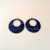 Boucles d'oreille en carton - Grandes créoles - Bambou bleu - Argent 925 – Image 2