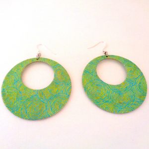 Boucles d'oreille en carton - Grandes créoles - Rondovert et jaune - Argent 925 – Image 2