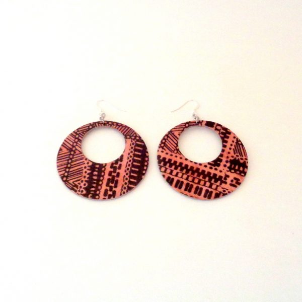 Boucles d'oreille en carton - Grandes créoles - Bambou marron - Argent 925