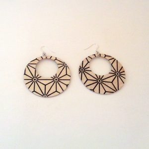 Boucles d'oreille en carton - Grandes créoles - "Blanc étoilé" - Argent 925 – Image 2