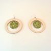 Boucles d'oreille en carton - Grande créole plus 1 - Blanc/vert à fleurs - Argent 925 – Image 3
