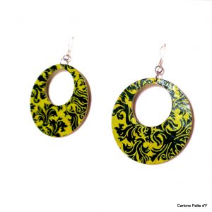 Boucles d'oreille en carton - Grandes Créoles - Vert Baroque - Argent 925 – Image 2